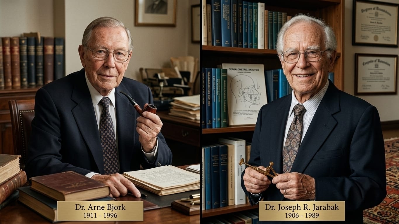 Portraits of Dr. Arne Björk (1911–1996) and Dr. Joseph R. Jarabak (1906–1989), the orthodontists behind the Björk-Jarabak cephalometric analysis